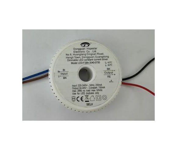 欧规 28W 圆形可调光恒流LED驱动器（30-40V 400-700mA CE）